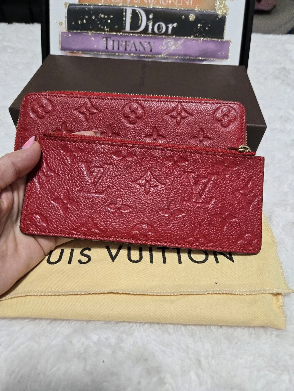 🔥 Louis Vuitton Empriente Leather Red Celemence Wallet With Pouch 🔥